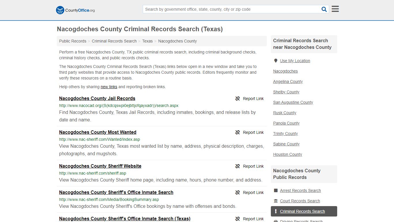 Criminal Records Search - Nacogdoches County, TX (Arrests ...
