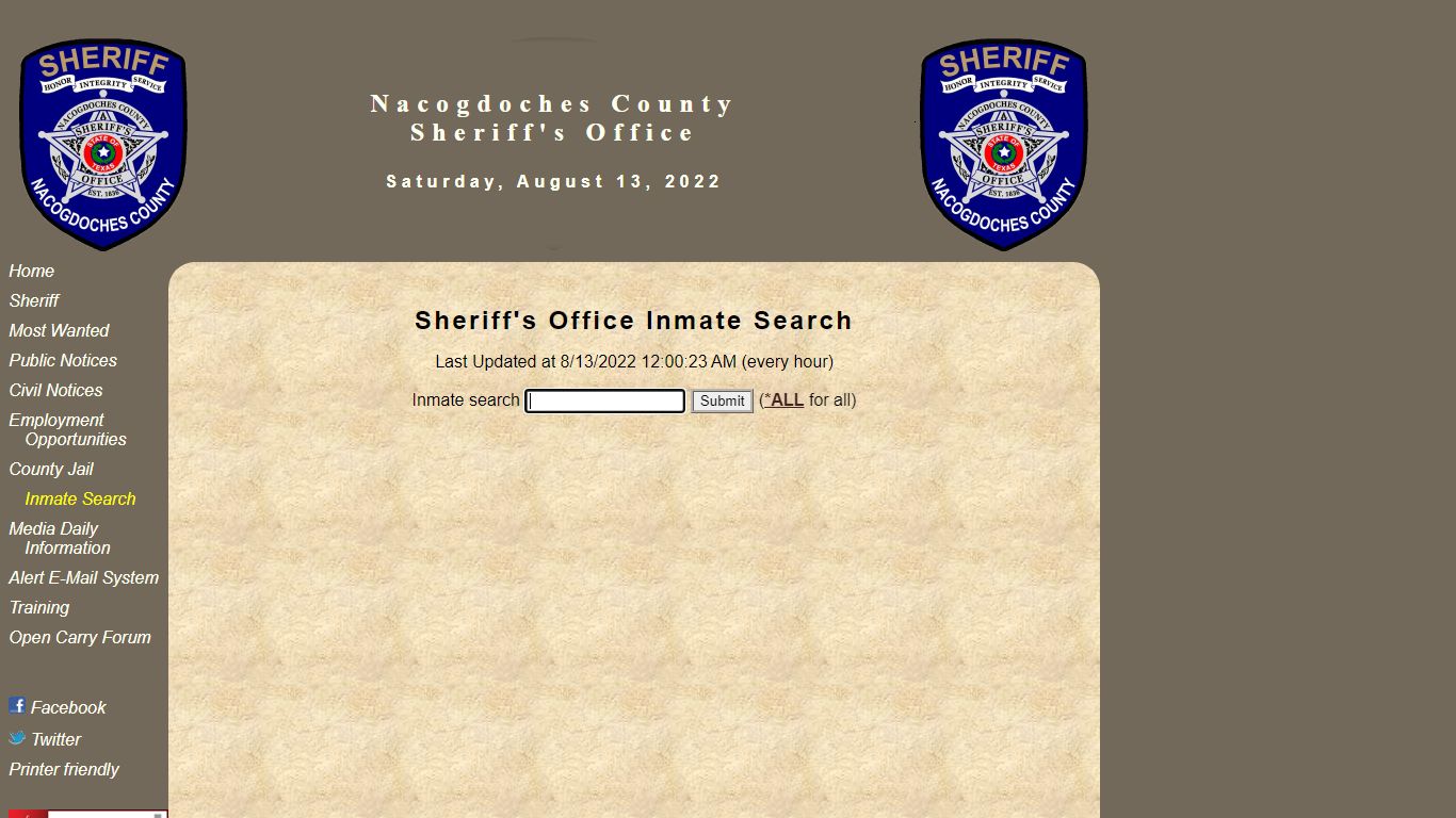 Inmate Search - Nacogdoches County Sheriff's Office